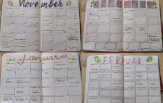 Kalender, Monatsübersicht, Bullet Journal