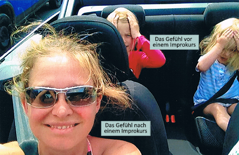Gefühle vor und nach einem Impokurs1 Improtheater, Autofahrt der Gefühle