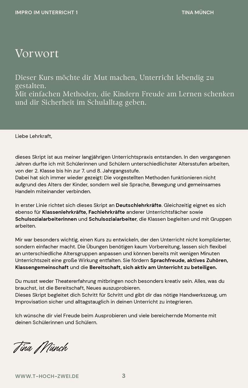 Impro im Unterricht Schwerpunkt sprechen und zuhören